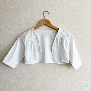 The Children's Place White Cropped Sweater with Short Sleeves